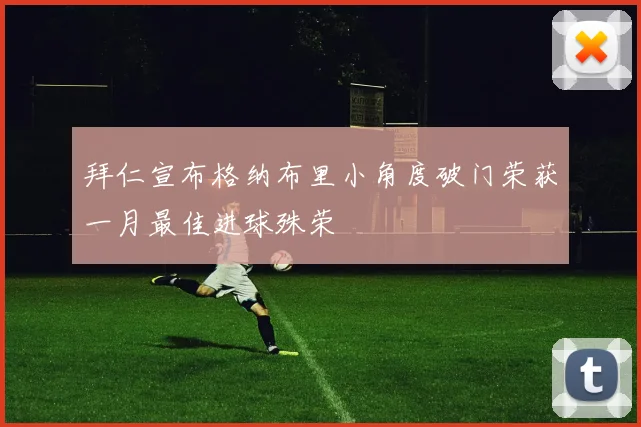拜仁宣布格纳布里小角度破门荣获一月最佳进球殊荣